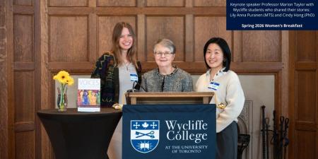 Feb 2026 Women's Breakfast and students at podium