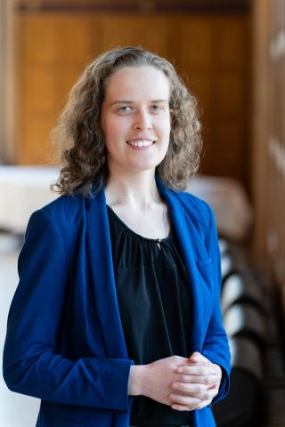 Allison Graham in Great Hall with wood panelling (2025)