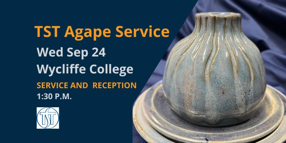 2025 TST agape service pottery on blue Wycliffe cloth