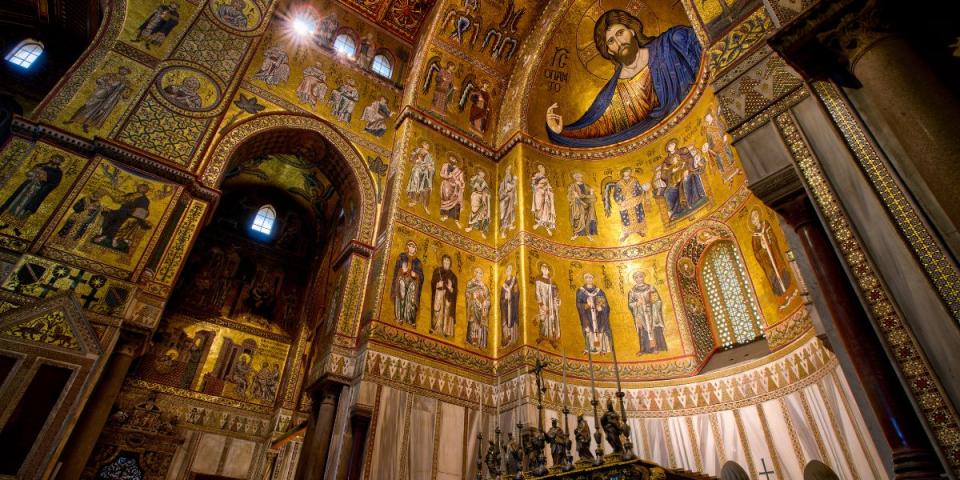 interior nove of the cathedral of Monreale in Italy