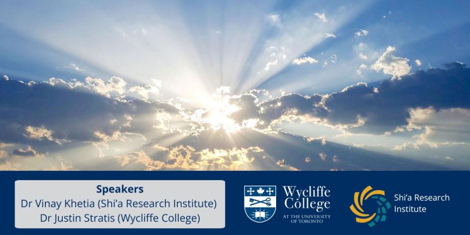 sunlight breaking through clouds in a blue sky against blue background