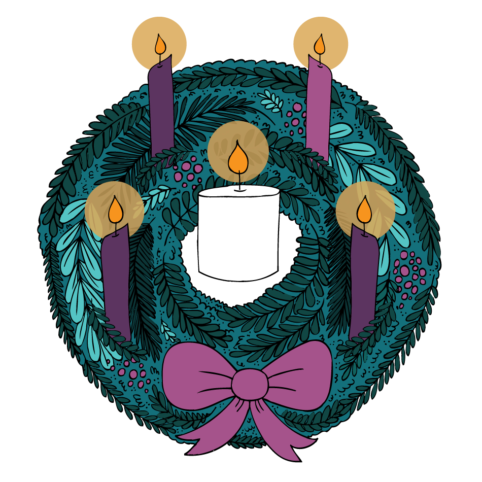 Advent wreath with christ candle