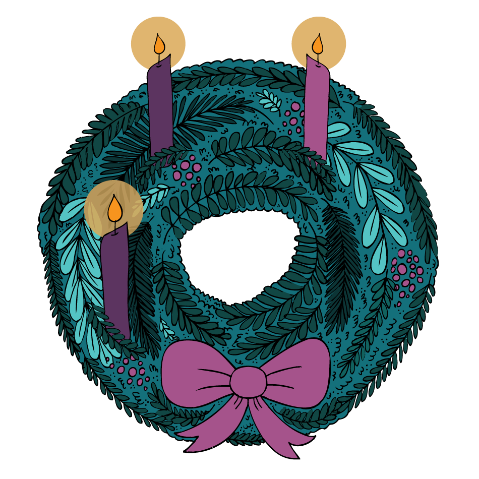 Advent wreath with three candles