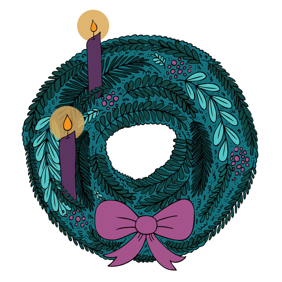 Advent wreath with two candles